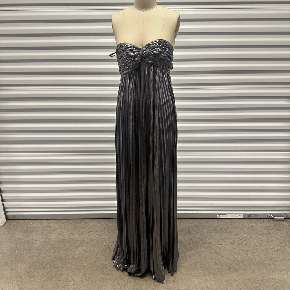 NWT Retrofête Zoa Dress Gunmetal Maxi Strapless Small Metallic - Picture 3 of 4